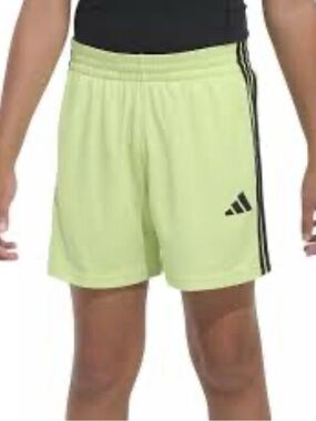 adidas Neon Lime Athletic Shorts with Black Stripes